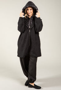 Quilted Hooded Soft Boucle Coat