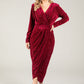 Faux Wrap Velvet Midi Dress