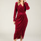 Faux Wrap Velvet Midi Dress