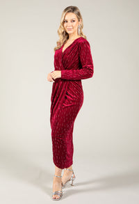 Faux Wrap Velvet Midi Dress