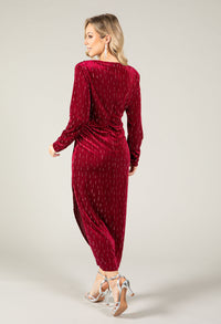 Faux Wrap Velvet Midi Dress