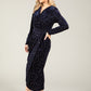Faux Wrap Velvet Midi Dress