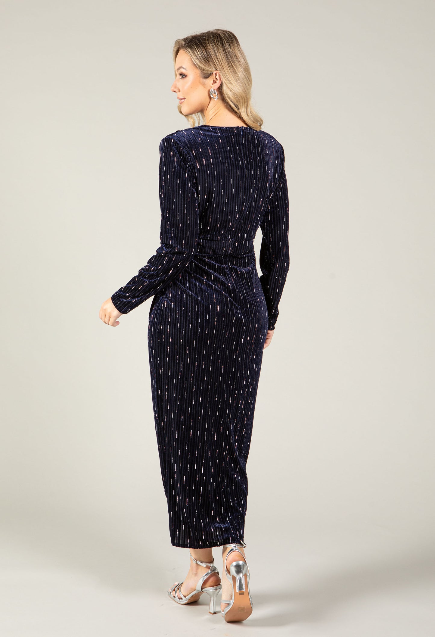 Faux Wrap Velvet Midi Dress