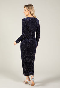 Faux Wrap Velvet Midi Dress
