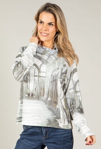 Gallery print Turtleneck Knit Top