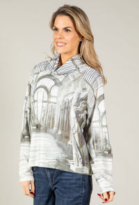 Gallery print Turtleneck Knit Top