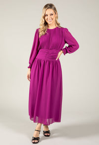 Plisse Pleated Midi Dress