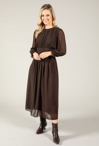 Plisse Pleated Midi Dress