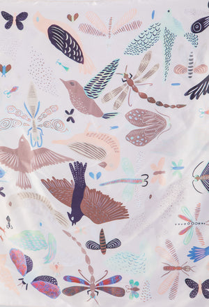Bird Print Satin Touch Scarf