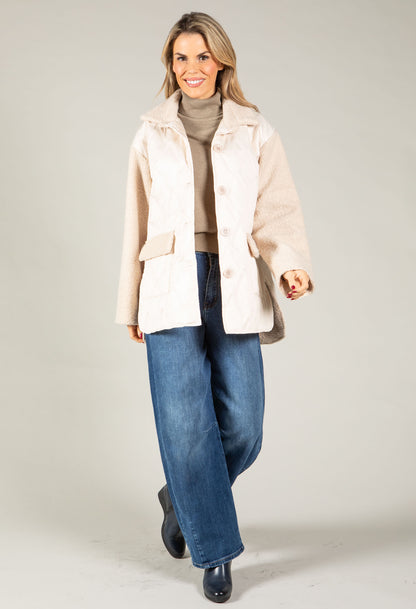 Boucle Sleeve Buttoned Jacket