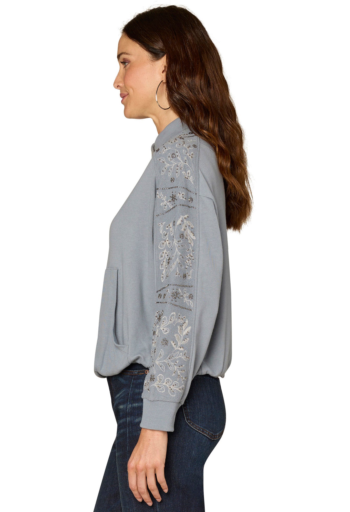 Mock Neck Bubble Hem Jumper