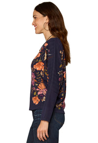 Floral Batwing Sleeve Knit Top
