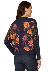 Floral Batwing Sleeve Knit Top