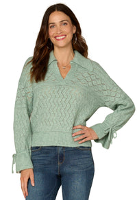 Pointelle Stitch V-Neck Jumper