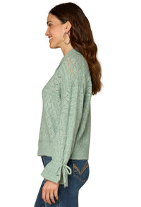 Pointelle Stitch V-Neck Jumper
