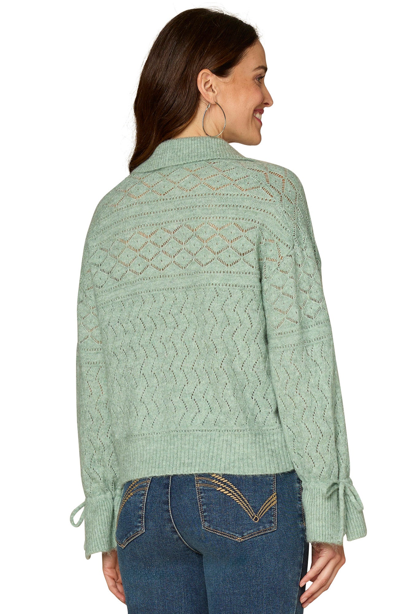 Pointelle Stitch V-Neck Jumper