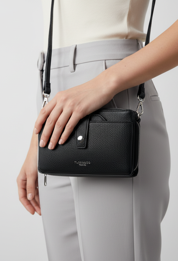 Faux Leather Multi Pocket Bag