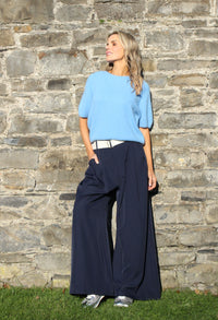 Round Neck Short Sleeve Sweater in Superfine Alpaca