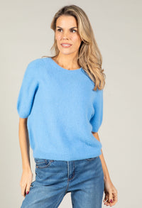 Round Neck Short Sleeve Sweater in Superfine Alpaca
