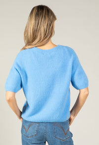 Round Neck Short Sleeve Sweater in Superfine Alpaca