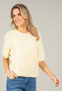 Round Neck Short Sleeve Sweater in Superfine Alpaca