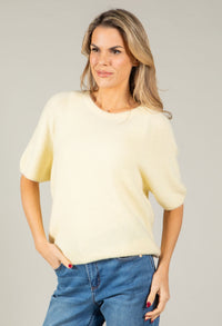 Round Neck Short Sleeve Sweater in Superfine Alpaca