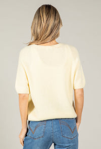 Round Neck Short Sleeve Sweater in Superfine Alpaca
