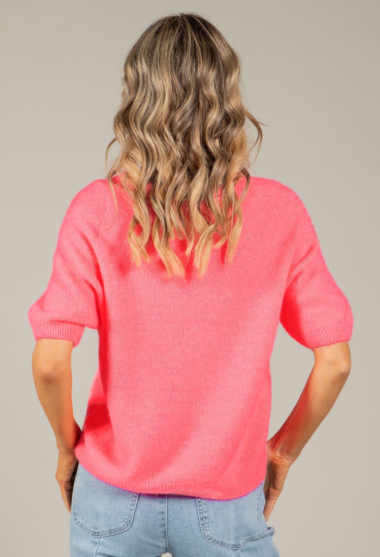 Round Neck Short Sleeve Sweater in Superfine Alpaca