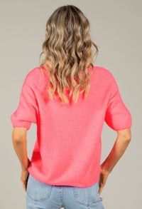 Round Neck Short Sleeve Sweater in Superfine Alpaca