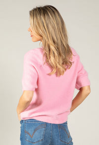 Round Neck Short Sleeve Sweater in Superfine Alpaca