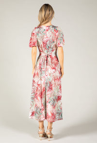 Palm Print Midi Wrap Dress