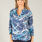 Abstract Print V-Neck Blouse
