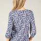 Leaf Print V-Neck Blouse