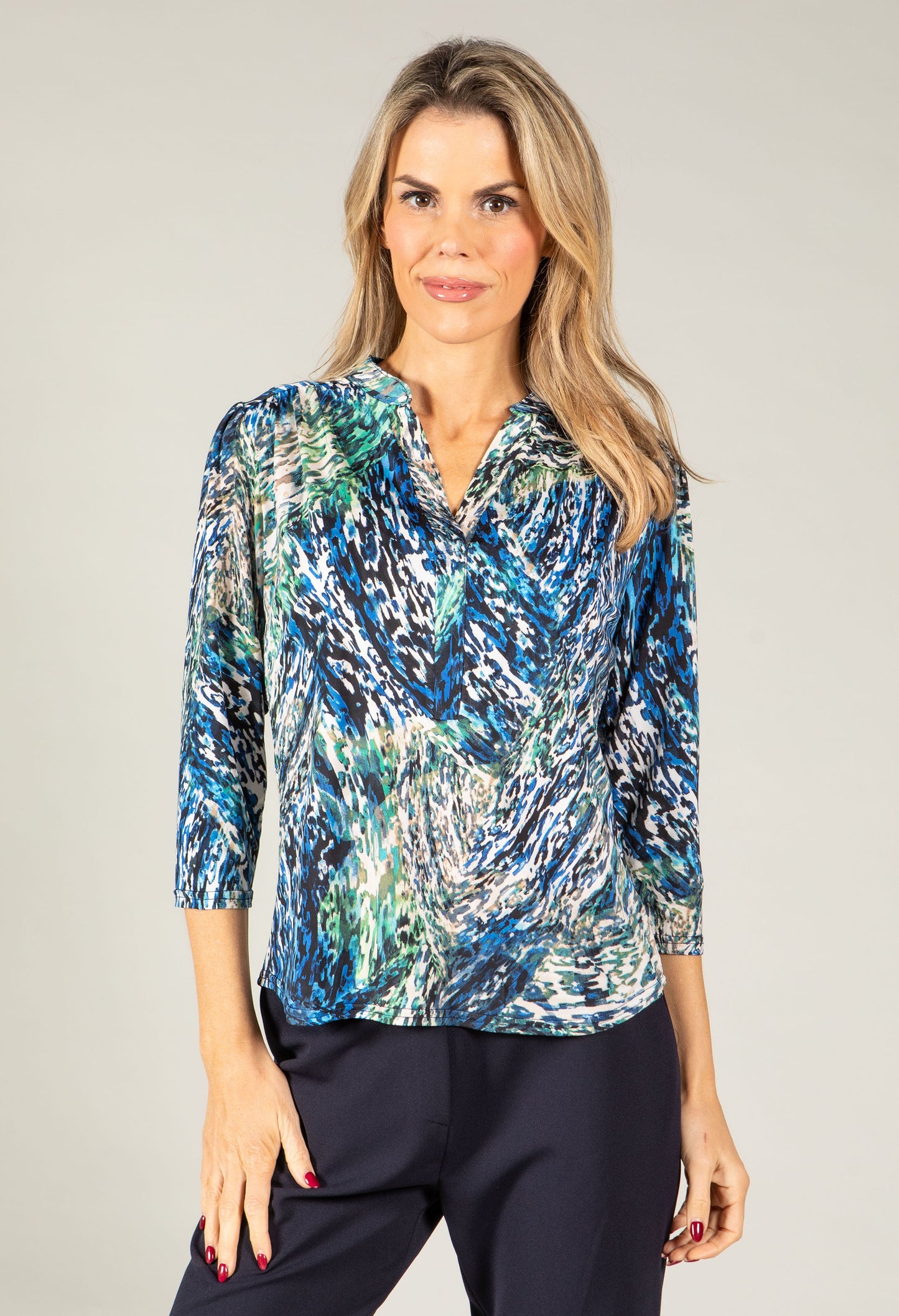 Printed V-Neck Blouse