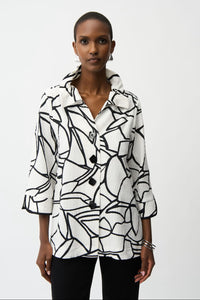 Collared Abstract Casual Jacket