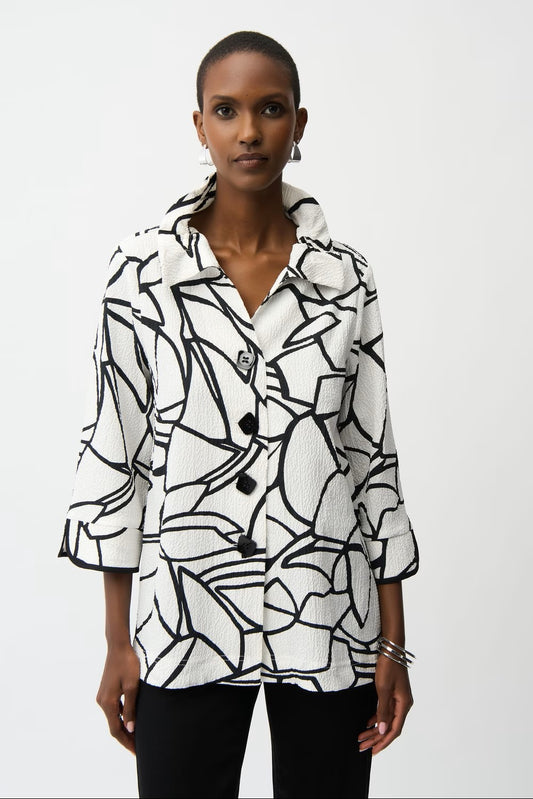 Collared Abstract Casual Jacket