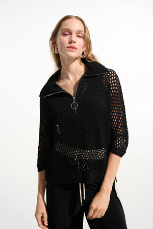 Zipper Closure Relaxed Fit Pullover