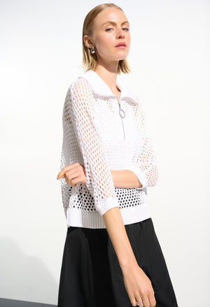 Zipper Closure Relaxed Fit Pullover