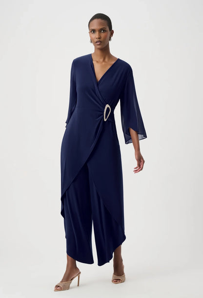 Formal Ruched V-neck Jumpsuit