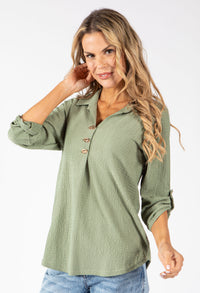 Gold Button Detail Blouse
