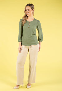 Gold Button Textured Touch Top