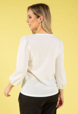 Gold Button Textured Touch Top