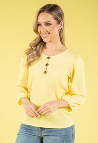 Gold Button Textured Touch Top