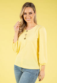 Gold Button Textured Touch Top