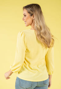 Gold Button Textured Touch Top