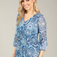 Plisse Pleated Mosaic Print Blouse