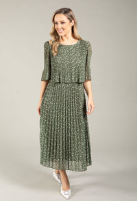 Polka Dot Plisse Pleated Pop Over Dress