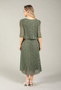 Polka Dot Plisse Pleated Pop Over Dress