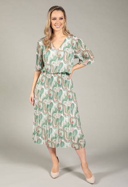 Abstract Plisse Pleated Pop Over Dress