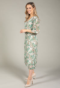 Abstract Plisse Pleated Pop Over Dress